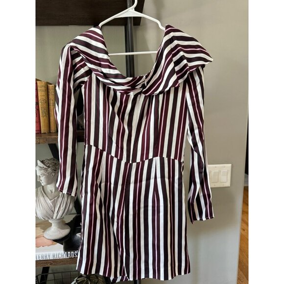 AMUR Kristen Striped Mini Dress Bordeaux Combo Womens Size 8 - Picture 6 of 7